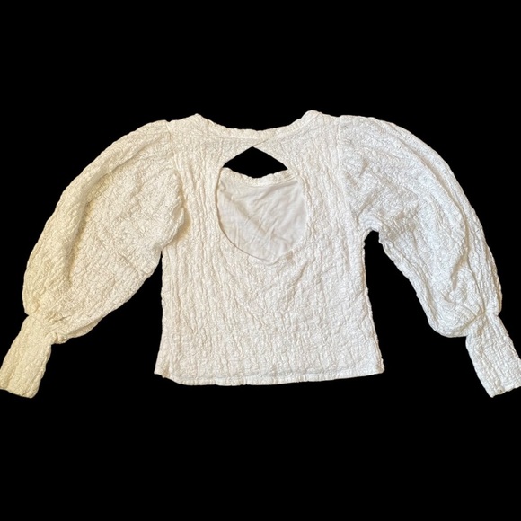 Free People Jasmine Cutout Back Cream Lace Balloon Sleeve Victorian Blouse SZ XS - Picture 5 of 10